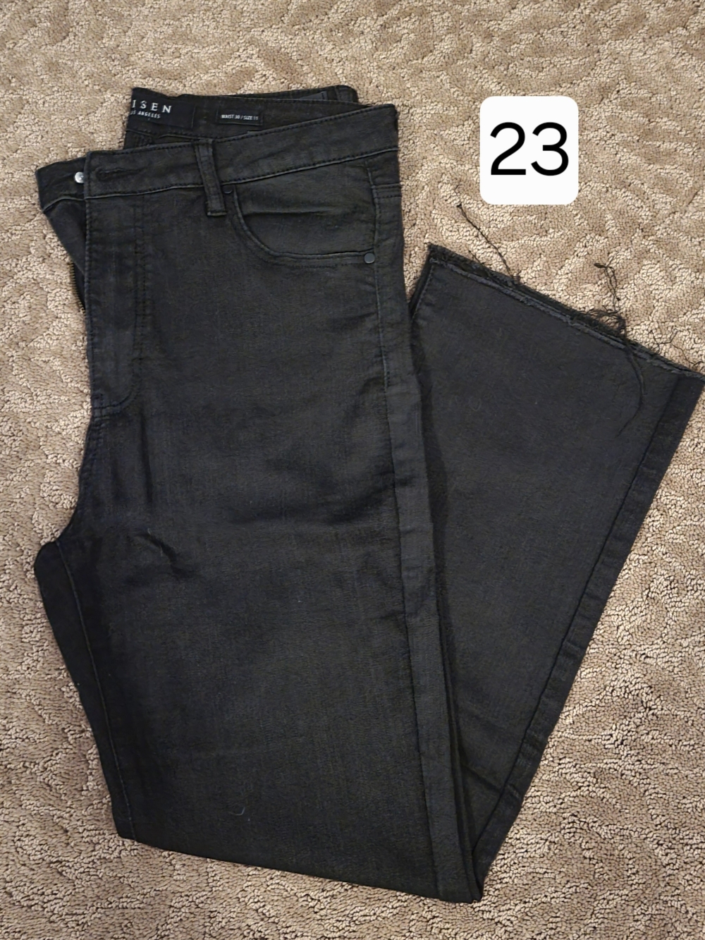 Risen Black Cropped Raw-Hem Jeans